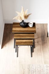 Ceramical Zg1 3Lü Zigon Sehpa - Barok Ceviz