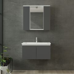 Nika Banyo Dolabı 85Cm As2K+2K1A+Etj Beyaz Antrasit