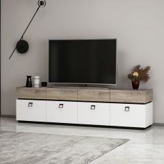 Zara Modern Tv Ünitesi - Beyaz/Siyah/Asya