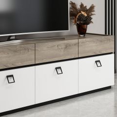 Zara Modern Tv Ünitesi - Beyaz/Siyah/Asya