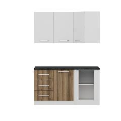 Minar 150Cm Köşe Mutfak Dolabı - Beyaz/Dore K150-D3