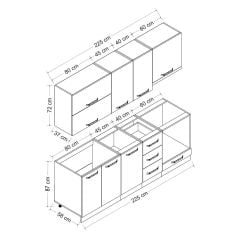 İola 225 Cm Mutfak Dolabı Beyaz 225-B5