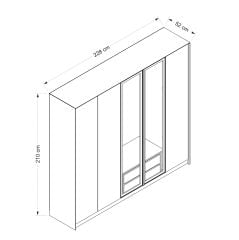 İola Soft Kenarlı 5 Mebran & Cam Kapaklı Gardrop - Kumtaşı