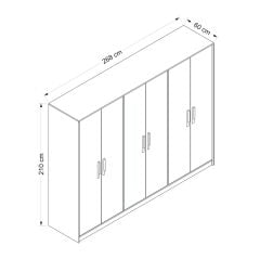 İola 6 Kapaklı Dolap - Beyaz/Artisan Ceviz