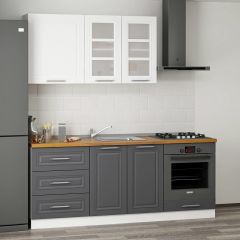 MİNAR 200 CM MEBRAN C MUTFAK DOLABI BEYAZ ANTRASİT 200-MCBA3