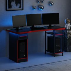 Phoenix 1 Ç Metal Raf Ayaklı Oyuncu Masası RGB Led Işıklı - Set 6