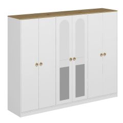 Lotus Bohem Tarz 6 Kapaklı Gardrop - Artisan/Beyaz