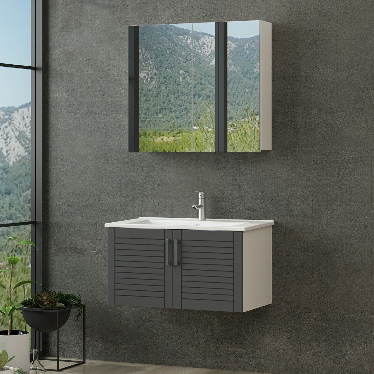 Minar Banyo Dolabı 100Cm As2K+2K2A+Etj Beyaz