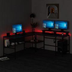 Minar Greta RGB Led Işıklı L Köşe Çalışma Masası - Antrasit