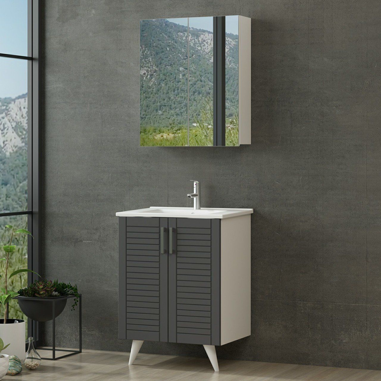 Minar Banyo Dolabı 65Cm Ay2K+2K2A+Etj Beyaz