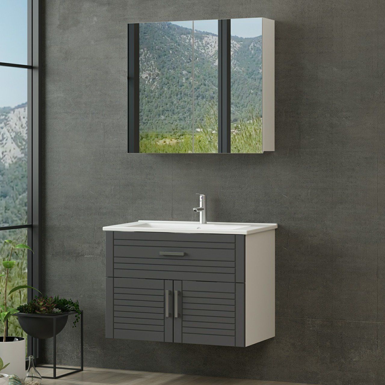 Minar Banyo Dolabı 85Cm As2K1Ç+2K2A+Etj Beyaz