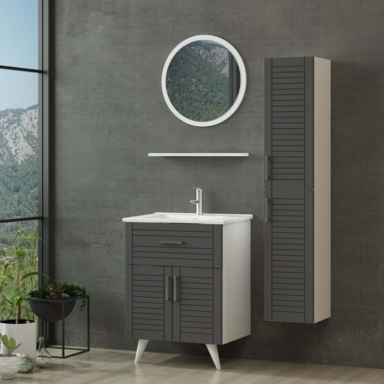 Minar Banyo Dolabı 65Cm Ay2K1Ç+1Ya1R+Etj+Boy Beyaz