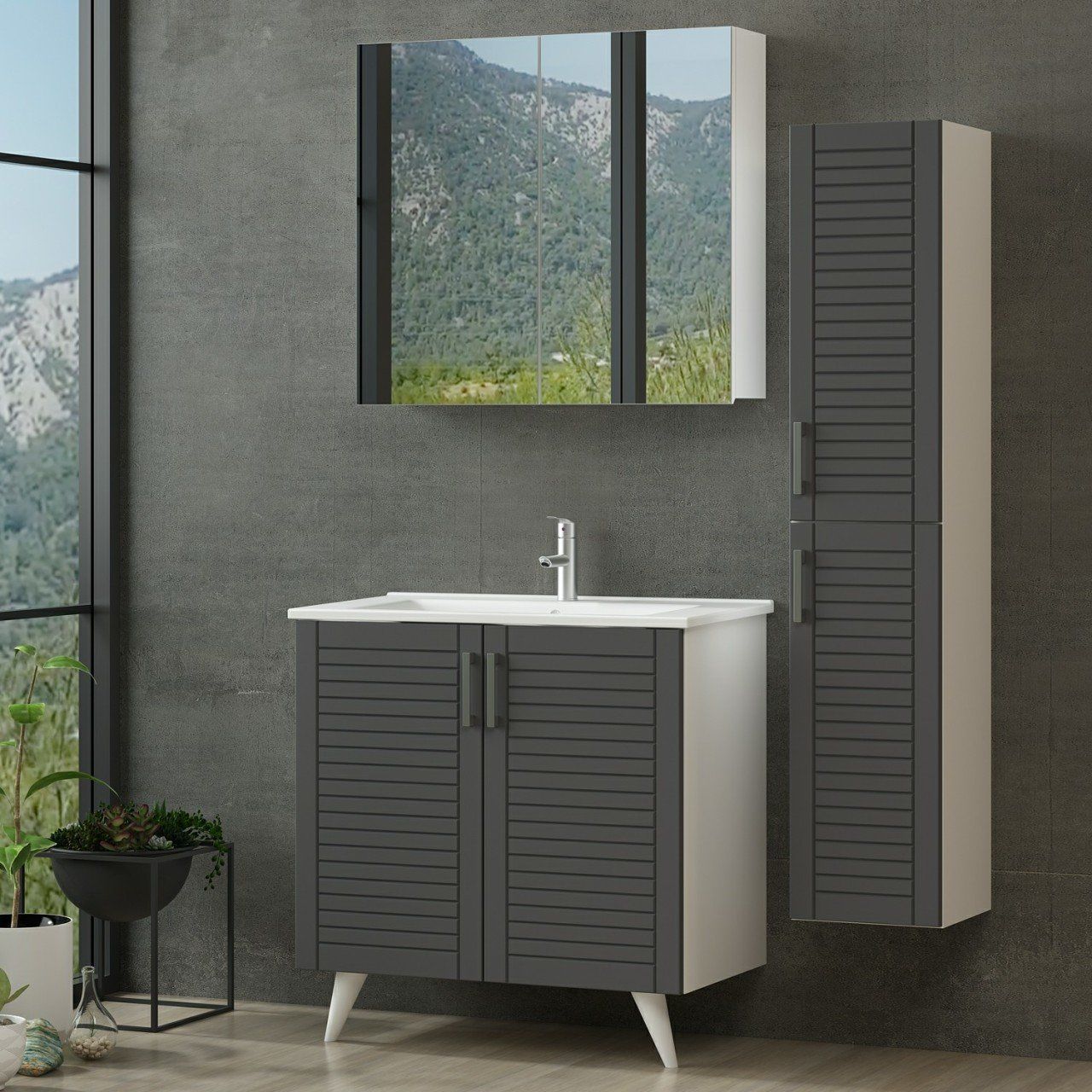 Minar Banyo Dolabı 85Cm Ay2K+2K2A+Etj+Boy Beyaz