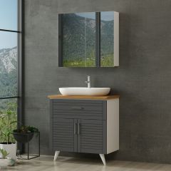Minar Banyo Dolabı 85Cm Ay2K1Ç+2K2A+Tzg Beyaz