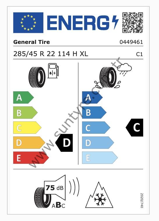 General 285/45R22 114H Grabber At3 Xl Fr D-C-75 Lastiği (Üretim Yılı: 2023)
