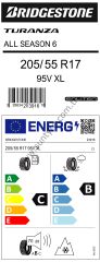 Bridgestone 205/55R17 95V Xl Turanza All Season 6 C-B-70 4 Mevsim Enlıten  Lastiği (Üretim Yılı: 2023)