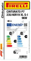 Pirelli 235/40R19 96W Xl Seal P7 Cinturato C-A-72 Yaz Oto Lastiği (Üretim Tarihi: 2024)