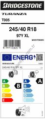 Bridgestone 245/40R18 97Y Xl T005 Ext B-A-69 Yaz Oto Lastiği (Üretim Yılı: 2024)