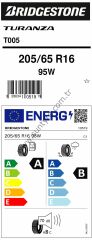Bridgestone 205/65R16 95W T005 * A-B-70 Yaz Oto Lastiği Üretim Tarihi 2024