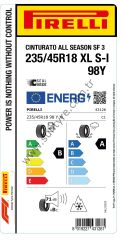 Pirelli 235/45R18 98Y Xl S-İ Cınturato All Season Sf3 B-A-71 4 Mevsim Oto Lastiği (Üretim Yılı: 2025)