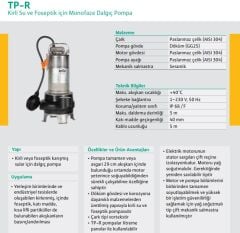 Wilo TP-R 15 M Foseptik Dalgıç Pompa 1.5 HP