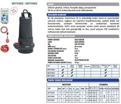 Sumak SDTV 30/2 Döküm Göv. Drenaj Ve Foseptik Pompası 3 HP