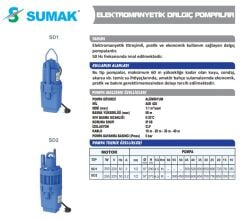 Sumak SD1 Titreşimli Dalgıç 1/2'' 20 Metre Kablolu