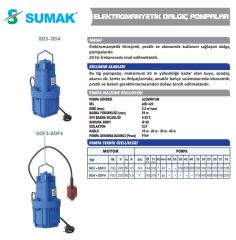 Sumak SDF4 Titreşimli Dalgıç 1'' 30 Metre Kablolu