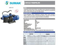 Sumak SMHT85 Havuz Pompası 0.85 HP 2''