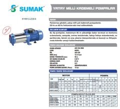 Sumak SYMT12 300/6 Yatay Kademeli Sessiz Pompa 3 HP