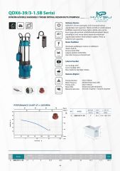 Kaysu QDX6-39/3-1.5B  Döküm Gövdeli  Kademeli Yüksek İrtifalı keson Kuyu Pompası 2 HP