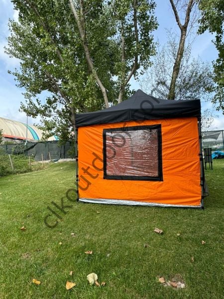 CLK 3x3 mt Gazebo Katlanabilir Kısa Bagaj Boy 115 cm Gazebo Portatif Kamp Çadırı Turuncu