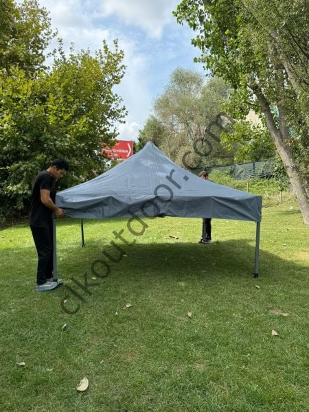 CLK 3x3 mt 40 mm Kısa Bagaj Boy 115 cm Gazebo Portatif Kamp Çadırı Antrasit Gri