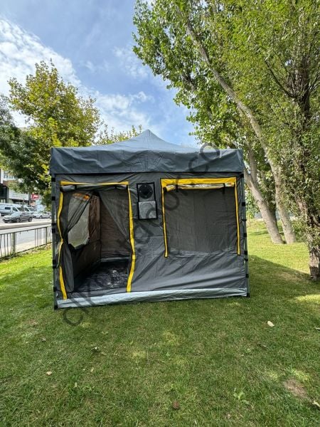 CLK 3x3 mt 40 mm Kısa Bagaj Boy 115 cm Gazebo Portatif Kamp Çadırı Antrasit Gri