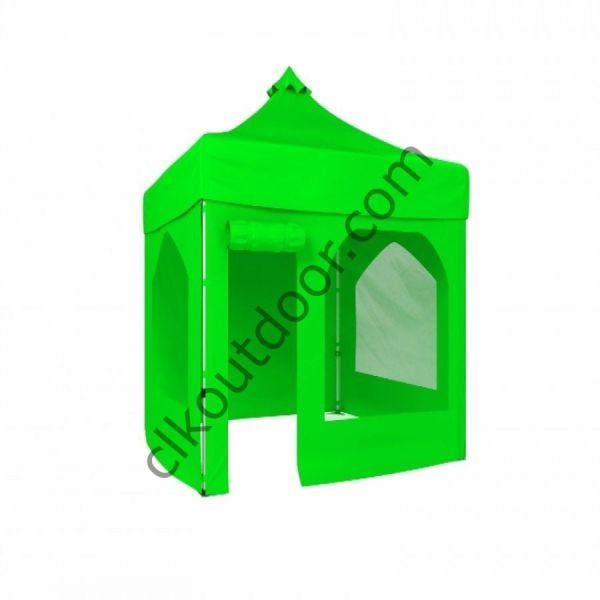 CLK 1,5x1,5 40mm Alüminyum Katlanabilir Tente Gazebo Çadır 4 Yan Kapalı 2 Camlı 1 Kapılı Pencereli Tam Duvarlı