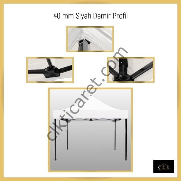 CLK 3x6 mt 40 mm Garden Katlanabilir Tente Bahçe Çadır Bordo Çardak Bungalow Serisi