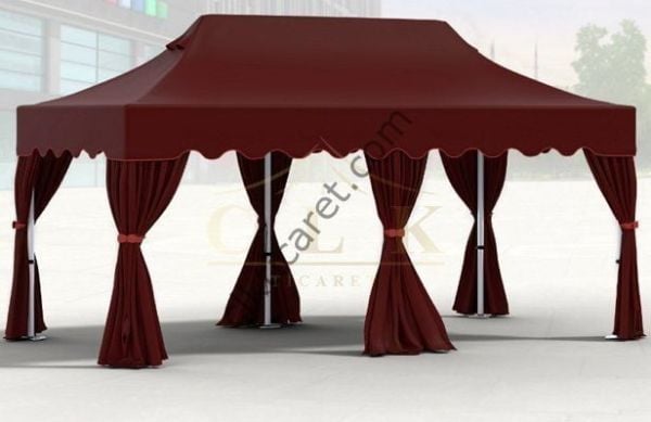 CLK 3x6 mt 40 mm Garden Katlanabilir Tente Bahçe Çadır Bordo Çardak Bungalow Serisi