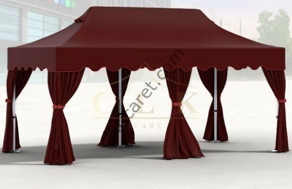 CLK 3x6 mt 40 mm Garden Katlanabilir Tente Bahçe Çadır Bordo Çardak Bungalow Serisi