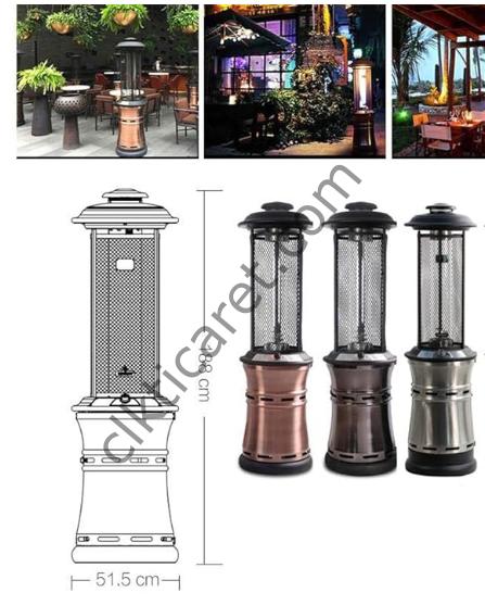CLK Fener Soba Tüplü Dekoratif Bahçe Isıtıcı Gümüş Gri
