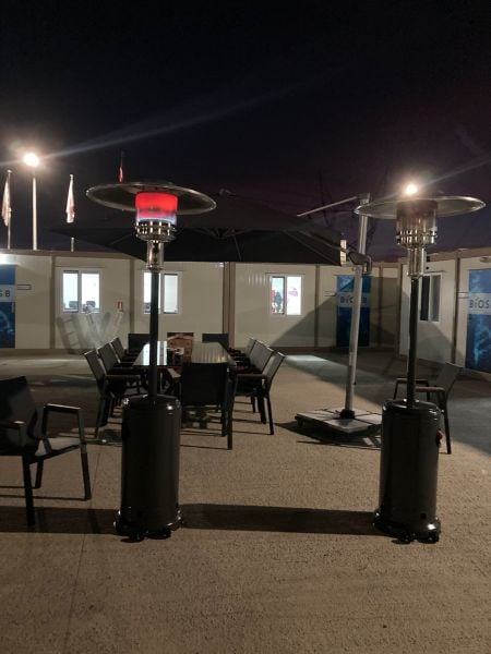 CLK Palmiye Tüplü Soba Gri Dış Mekan Bahçe Mantar Şemsiye Tipi Dekoratif Isıtıcı