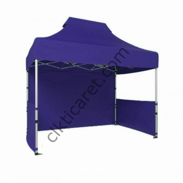 CLK 2x3 40mm Alüminyum Katlanabilir Tente Gazebo Çadır 3 Kenar Kapalı 2 Yarım Duvar Lacivert