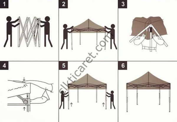 CLK 3x3 Katlanır Gazebo Tente 1 Tam Duvar 3 Yarım Duvar