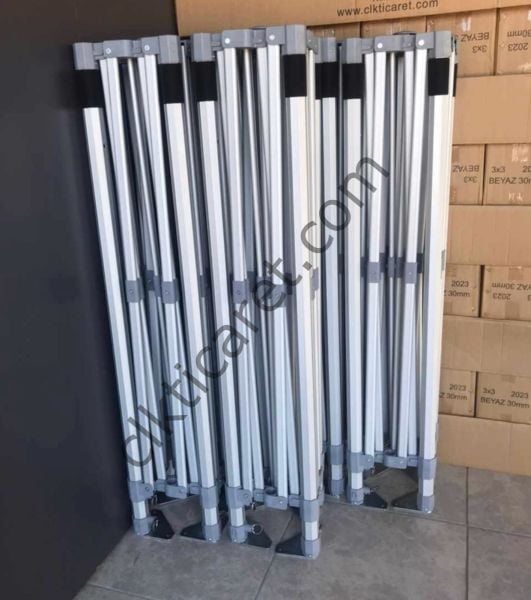 CLK 3x3 Metre 52mm Kalın Profil Alüminyum  Logo Baskılı Gazebo Çadır Portatif Tente Set