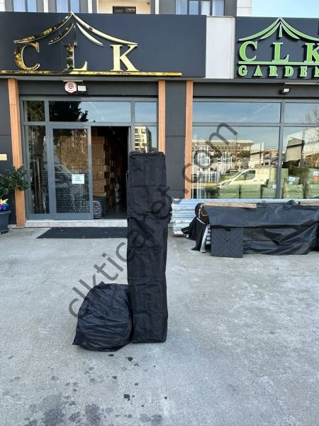 CLK 3x3 30 mm Profil Katlanır Gazebo Portatif Kamp Çadır Açık Gri Mavi Detaylı