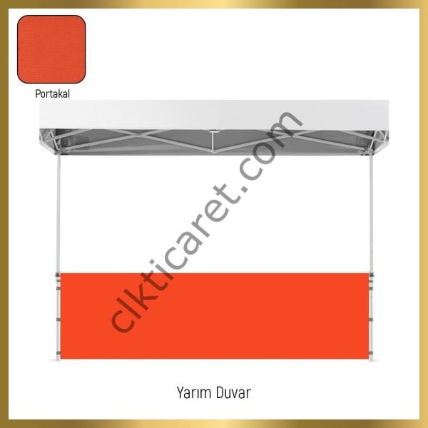 CLK 2x2 Katlanabilir Tente Gazebo Portatif Çadır 1 Tam Duvar 3 Yarım Duvar
