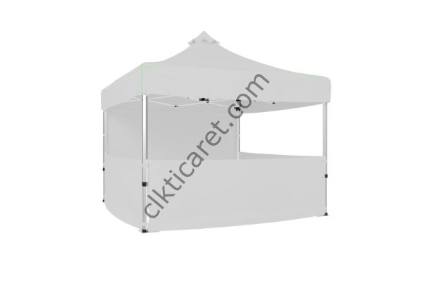 CLK 3x3 Katlanır Gazebo Tente 1 Tam Duvar 3 Yarım Duvar Beyaz