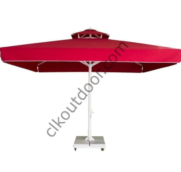 CLK 3,5x3,5 Metre Saçaklı Eko Model Krank Sistem Teleskopik Şemsiye Q80 Profil Polyester (Yerli) - Flanş - Siyah