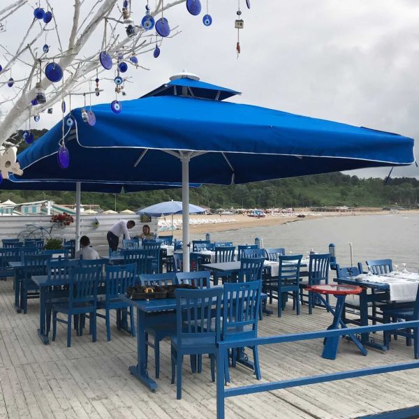CLK 3,5x3,5 Metre Saçaklı Eko Model Krank Sistem Teleskopik Şemsiye Q80 Profil Akrilik (İthal) - Metal Hareketli Ayak 4 Mermerli (80x80cm 160 kg) - Açık Yeşil