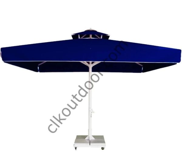 CLK 3,5x3,5 Metre Saçaklı Eko Model Krank Sistem Teleskopik Şemsiye Q80 Profil Akrilik (İthal) - Metal Hareketli Ayak 4 Mermerli (80x80cm 160 kg) - Açık Yeşil