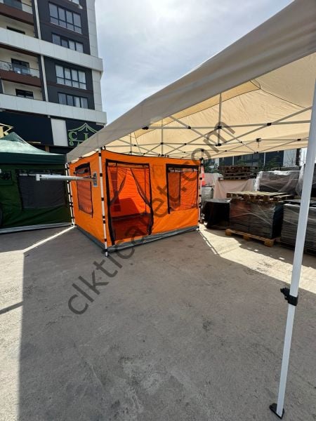CLK 3x6 Verendalı 40 mm Profil Portatif Katlanır Gazebo Kamp Çadır Turuncu Siyah